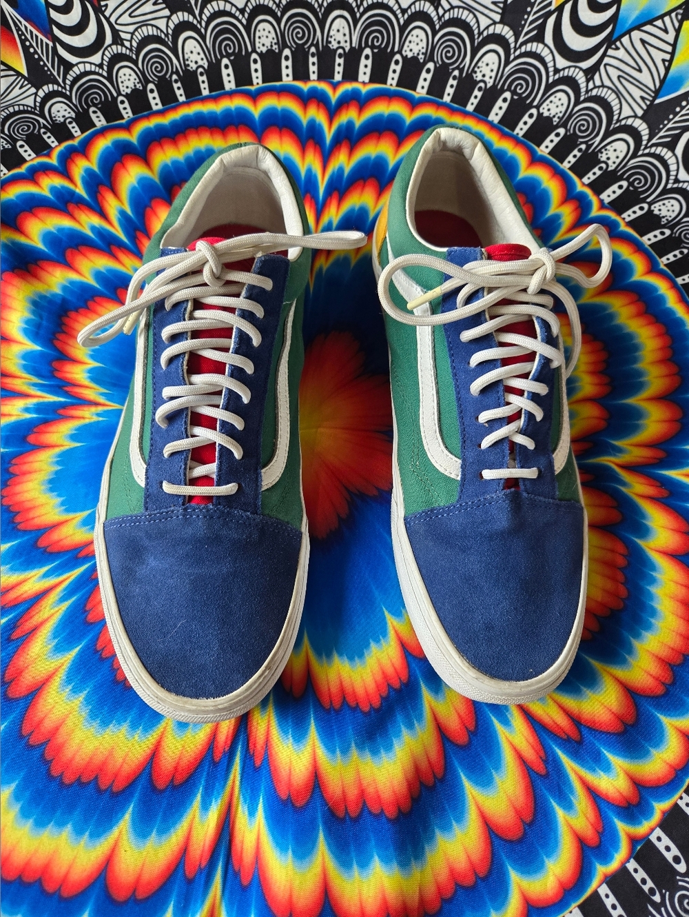 Vans Men's Blue & Green Suede Old Skool Sneakers
